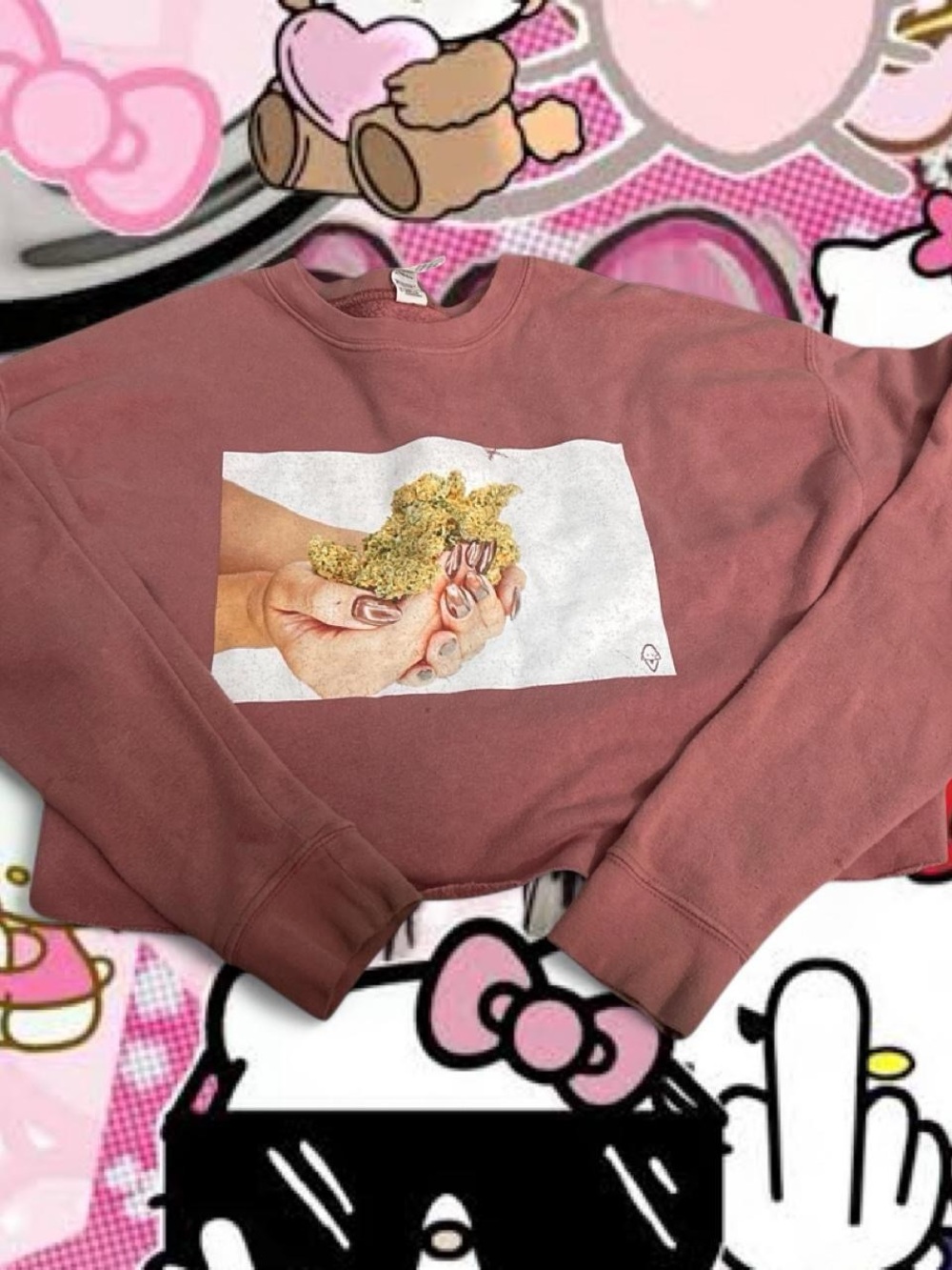 Women's Mauve Graphic Sweatshirt - Cropped Cozy Pullover